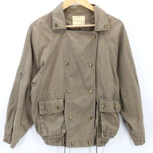Life In Progress Utility Jacket Womens Brown Asymmetrical Zip Flat Front Size XS